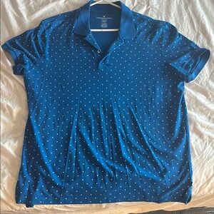 American Eagle Outfitters Blue Polka Dot Polo Shirt